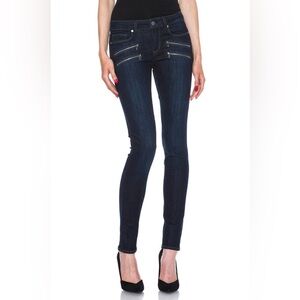 Paige Dark Blue Double Zipper Skinny Jeans